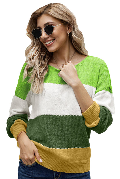 Pullover Colourblock Winter Sweater | Green