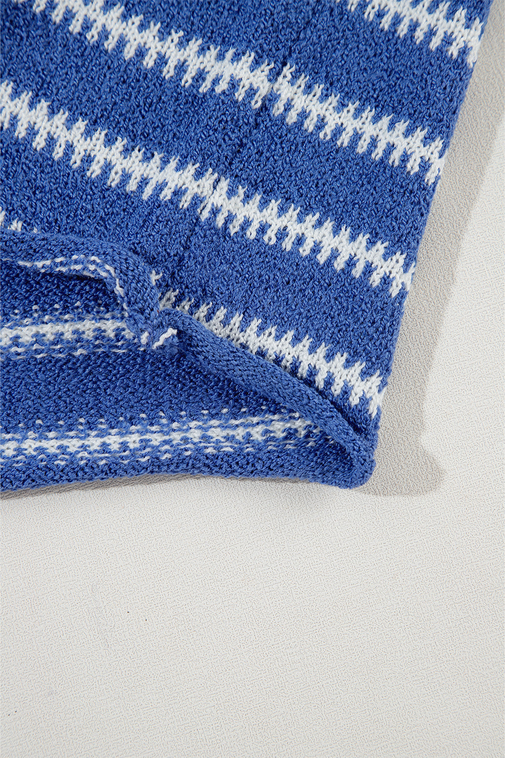 Drop Shoulder Casual Sweater | Sky Blue Stripe