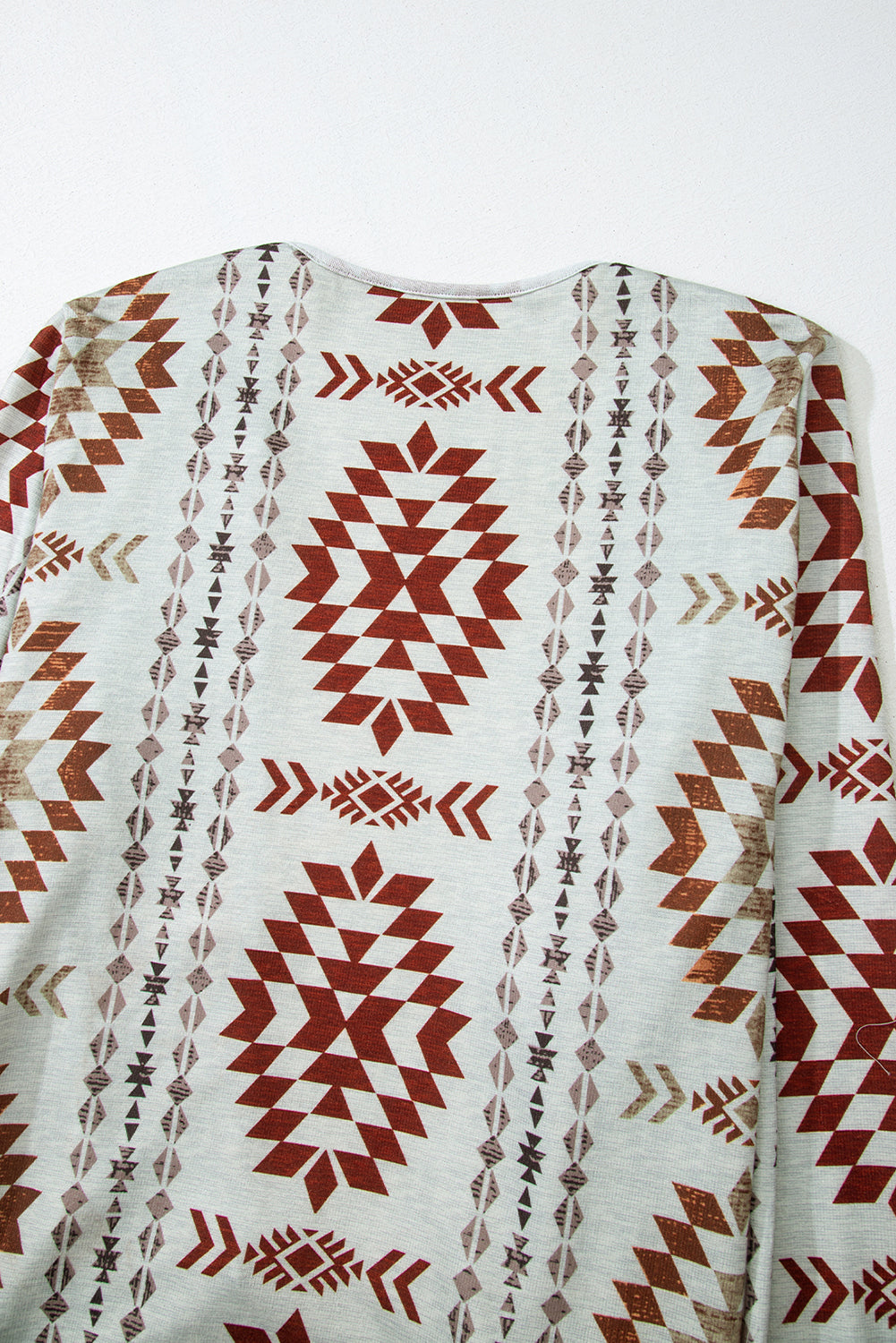 Western Aztec Printed Open Front Long Cardigan | Brown