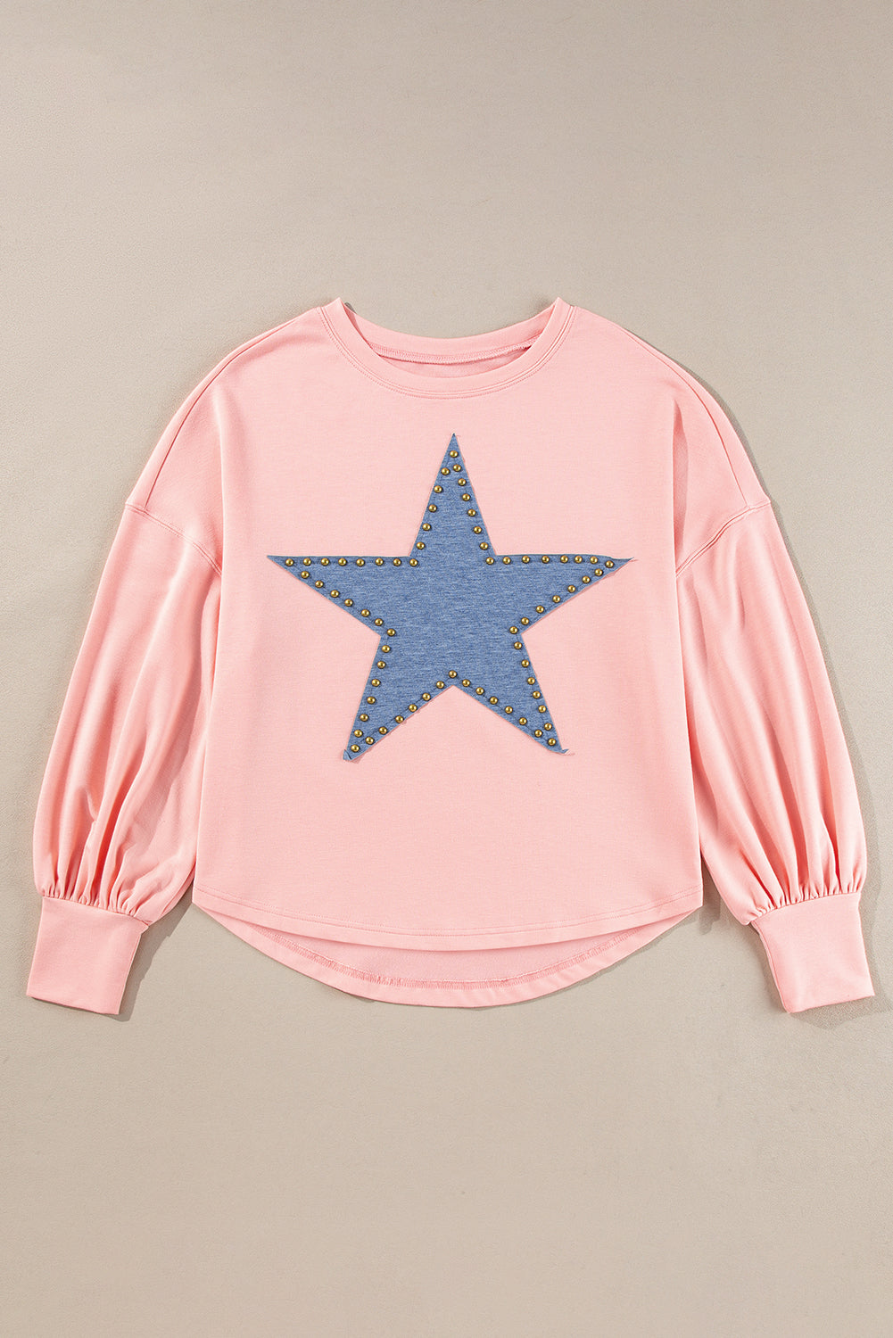 Studded Star Graphic Oversized Long Sleeve Top | Gossamer Pink