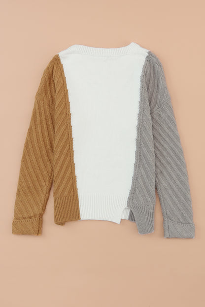 Colourblock Textured Drop Shoulder Sweater | Multicolour