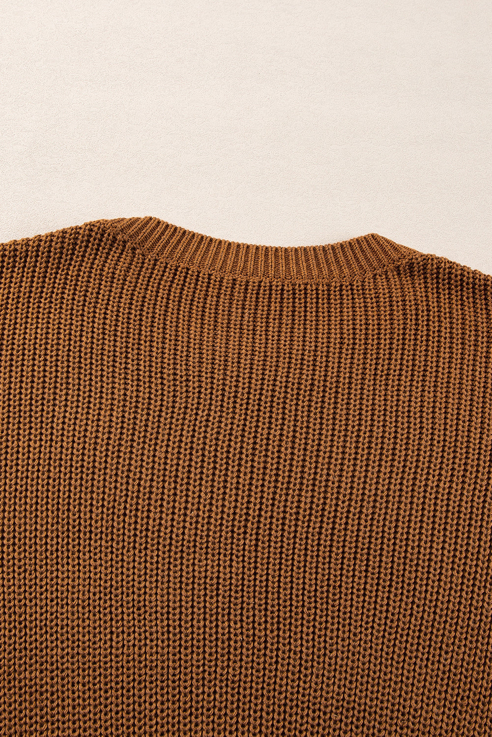 Beaded Drop Shoulder Round Neck Sweater | Chestnut