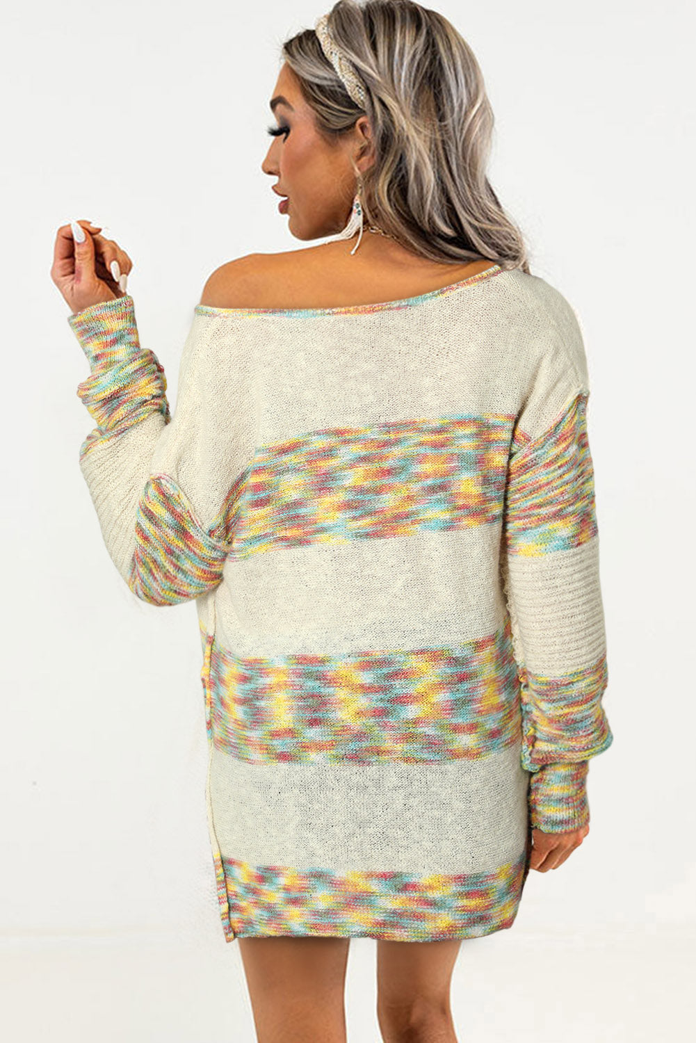 Space Dye Henley Knit Sweater | Multicolour