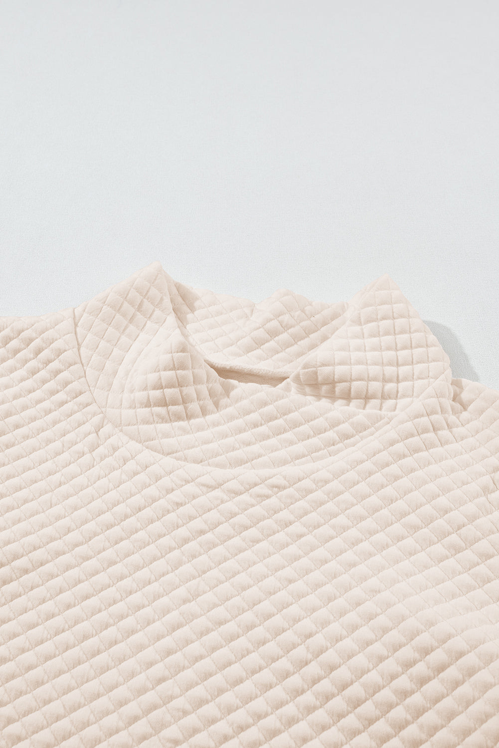 High Neck Kangaroo Pocket Quilted Sweatshirt | Apricot