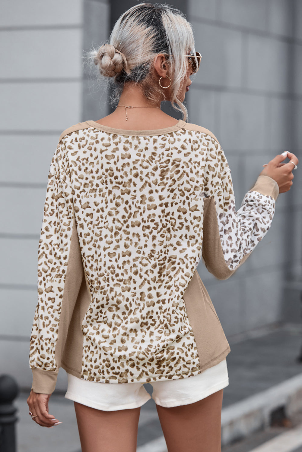 Print Crew Neck Long Sleeve Top | Leopard