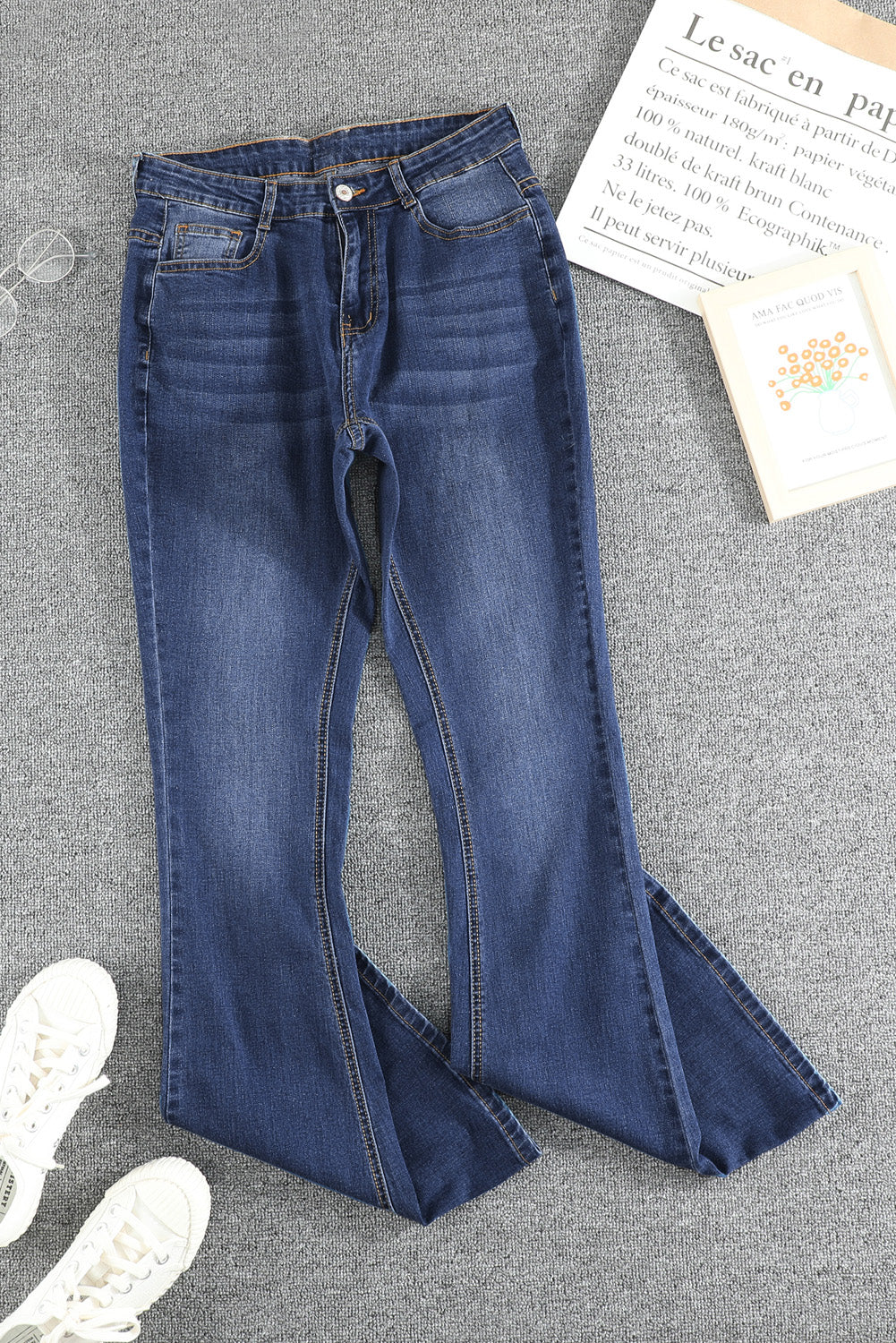 Medium  Wash Vintage Wide Leg Jeans | Blue