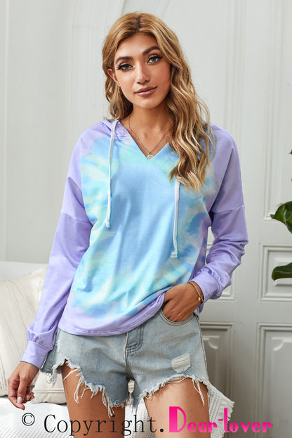 Colourblock The Sun Cotton Blend Tie Dye Hoodie | Purple