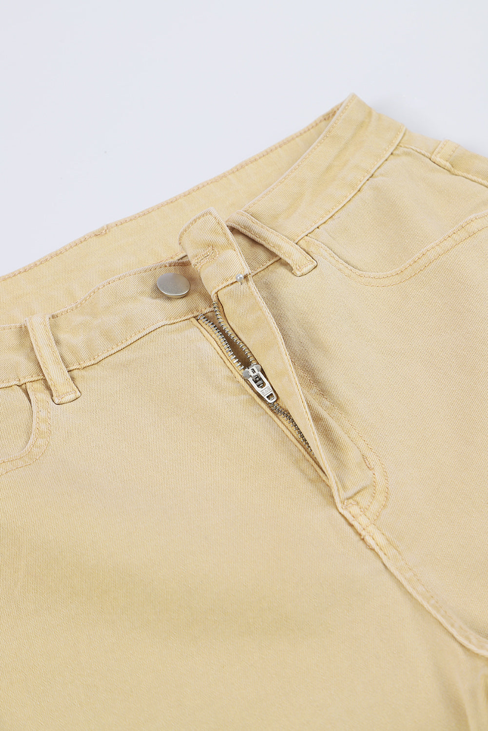 Raw Edge Mid Waist Flared Jeans | Khaki