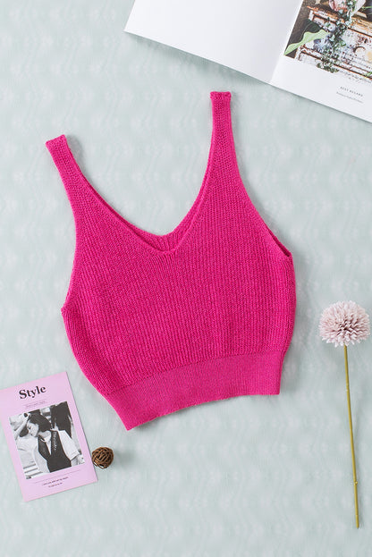 Cropped Woolen Knit Vest | Rose