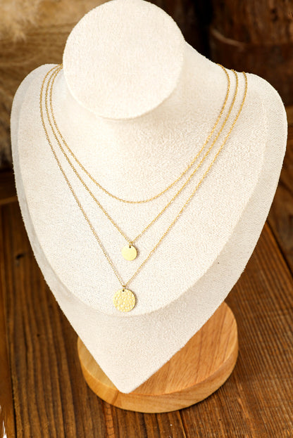 Multi Layer Disc Pendant Alloy Necklace | Gold