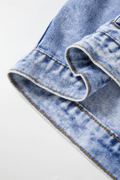 Vintage Washed Flap Pockets Denim Jacket | Beau Blue