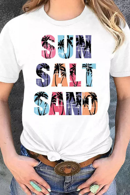 Coconut Tree Sun Salt Sand Graphic Tee | White