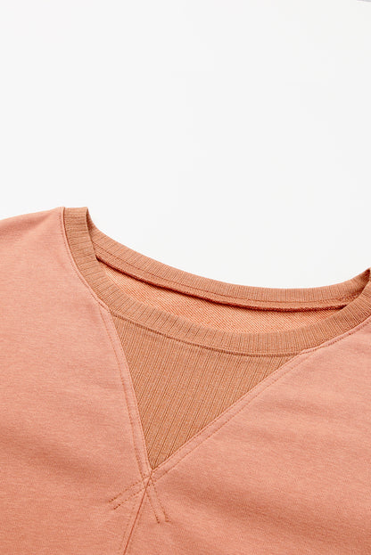 Drop Shoulder Sweatshirt With Kangaroo Pocket | Red