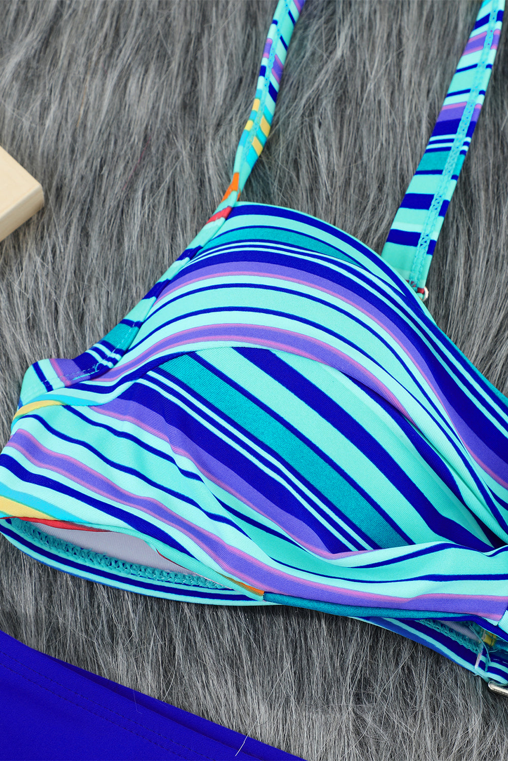 Twisted Bust Striped Bikini Set | Sky Blue