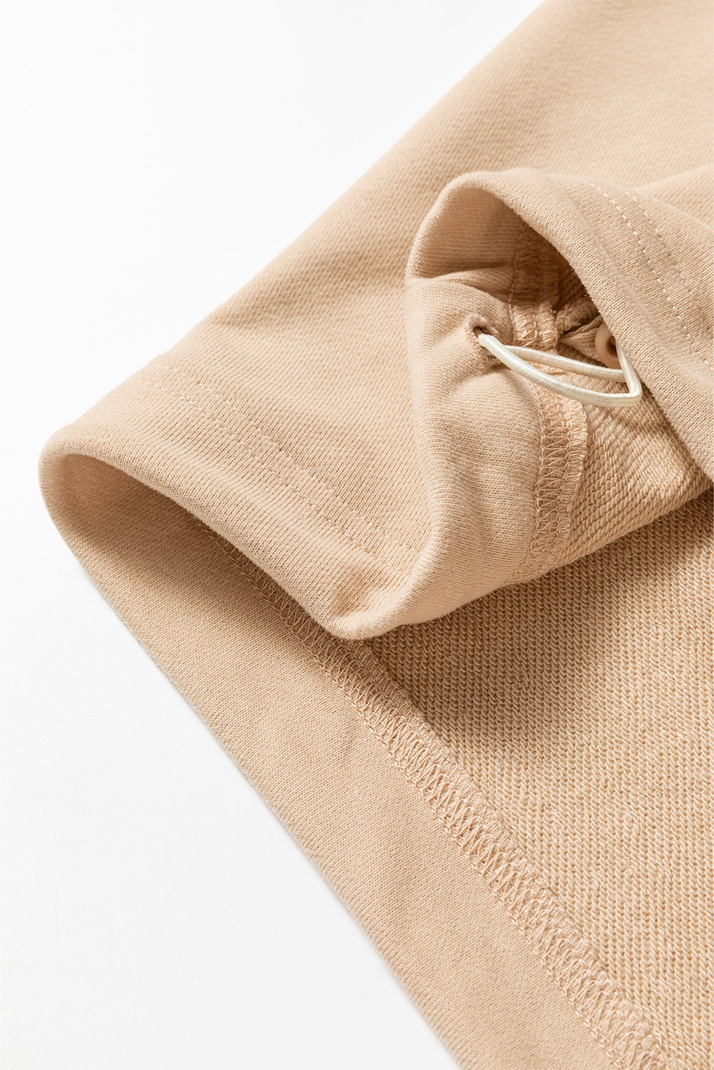 Solid Kangaroo Pocket Half Zipper Oversized Hoodie | Parchment