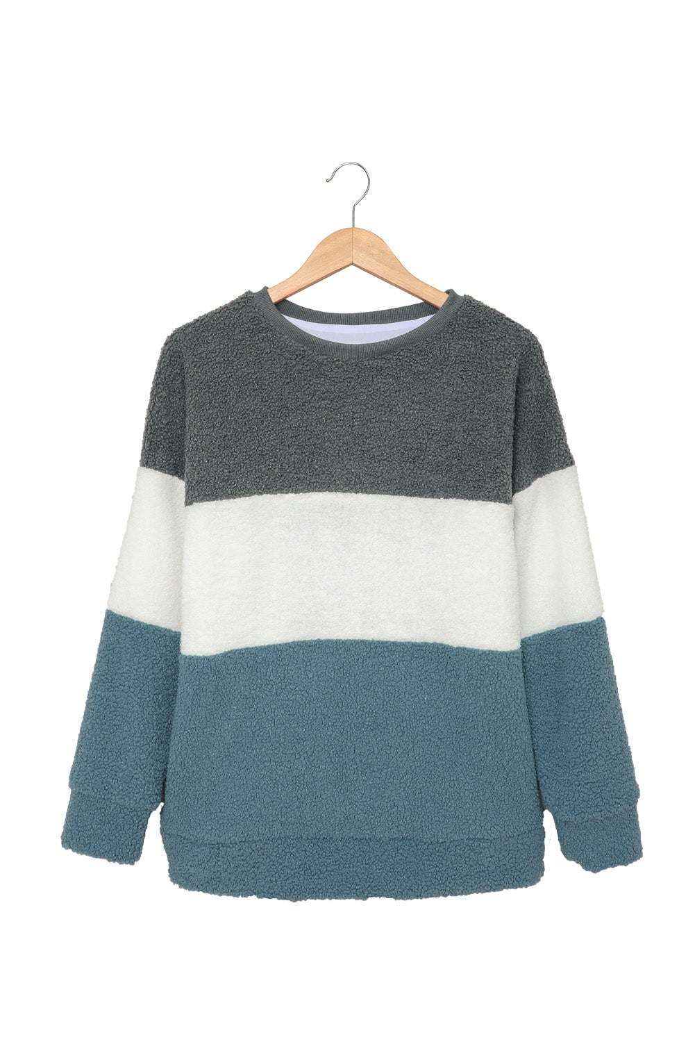 Oversized Colourblock Plush Sweatshirt | Gray