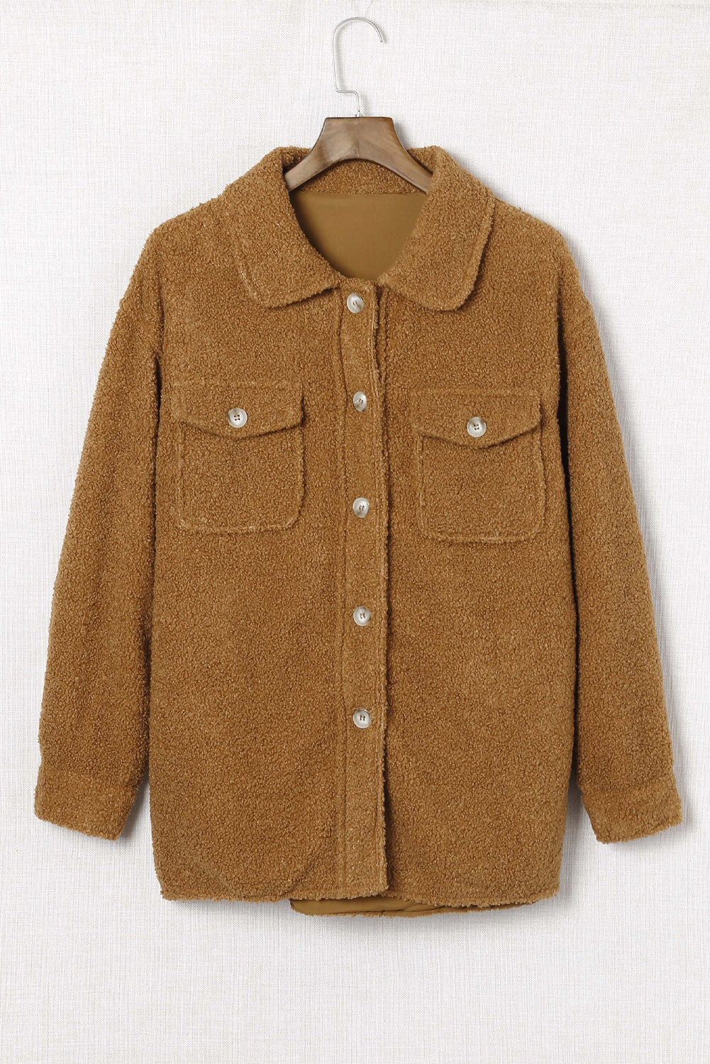 Flap Pockets Button Front Jacket | Brown