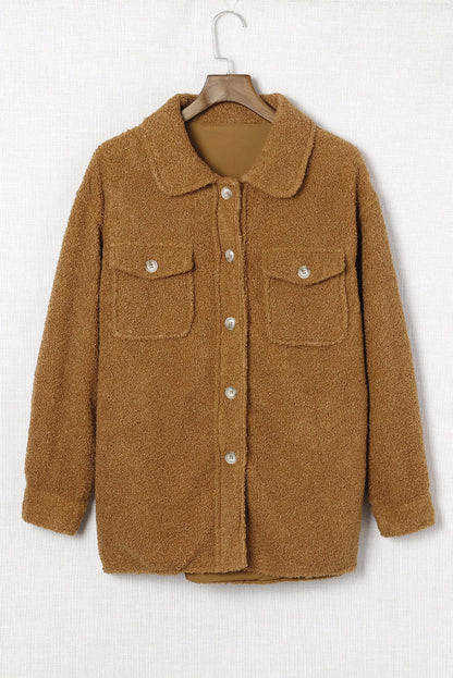 Flap Pockets Button Front Jacket | Brown