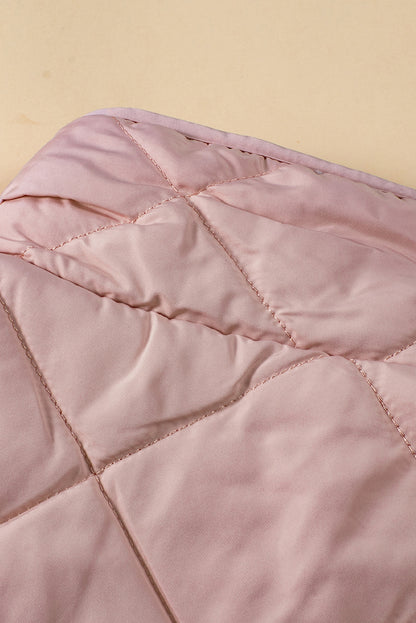 Pink Fleece Lined Quilted Vest Coats | Smoke Gray