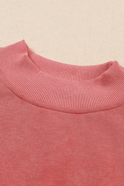 Drop Shoulder Crew Neck Pullover Sweatshirt | Red