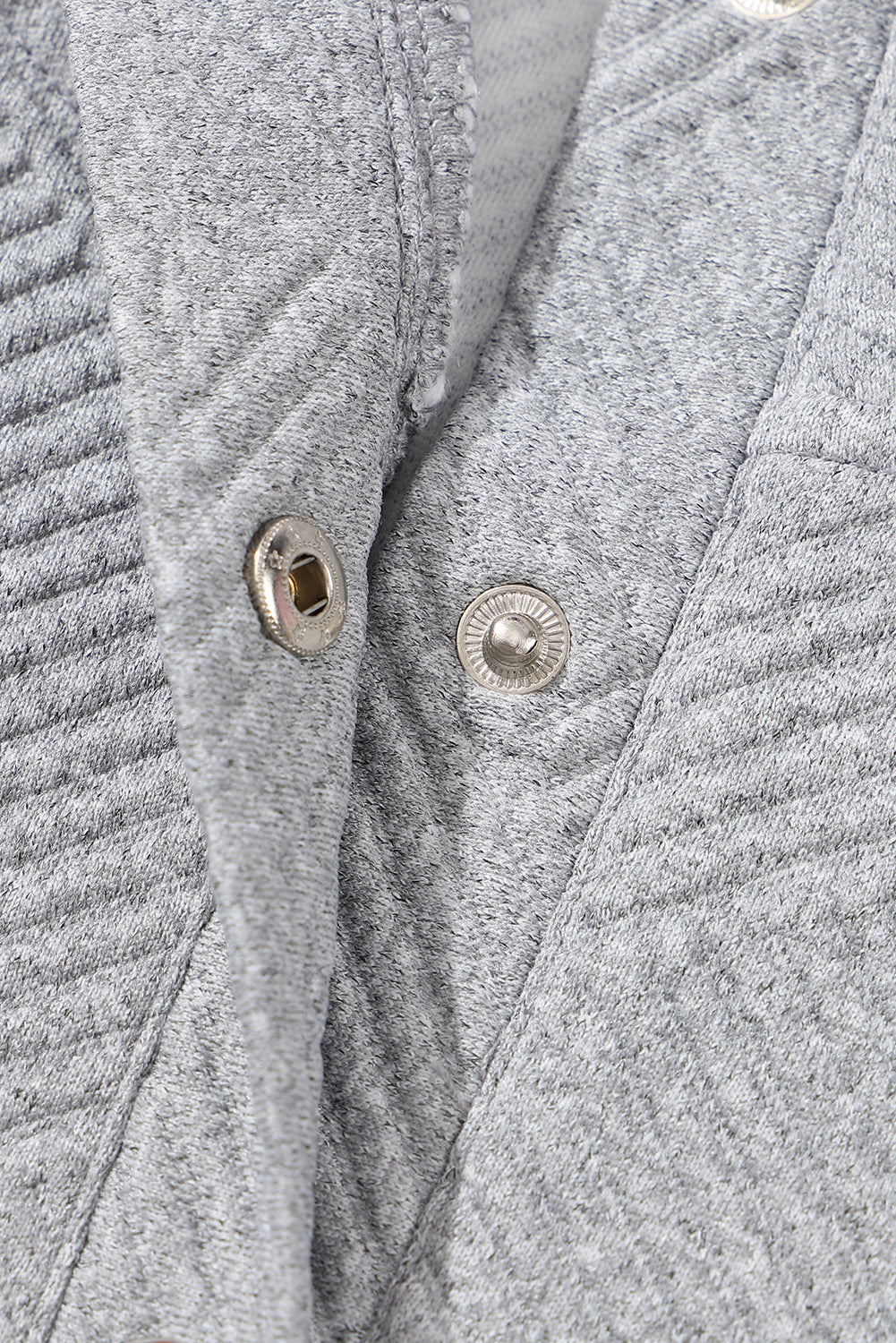 Textured Knit Buttoned Kangaroo Pocket Sweatshirt | Light Grey