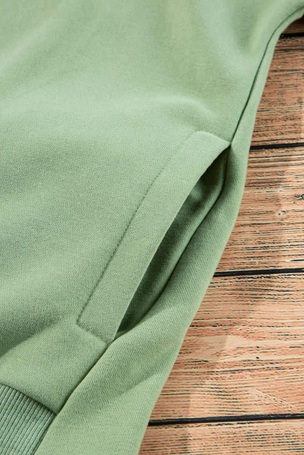 Solid Fleece Lined Drop Shoulder High Low Sweatshirt | Grass Green