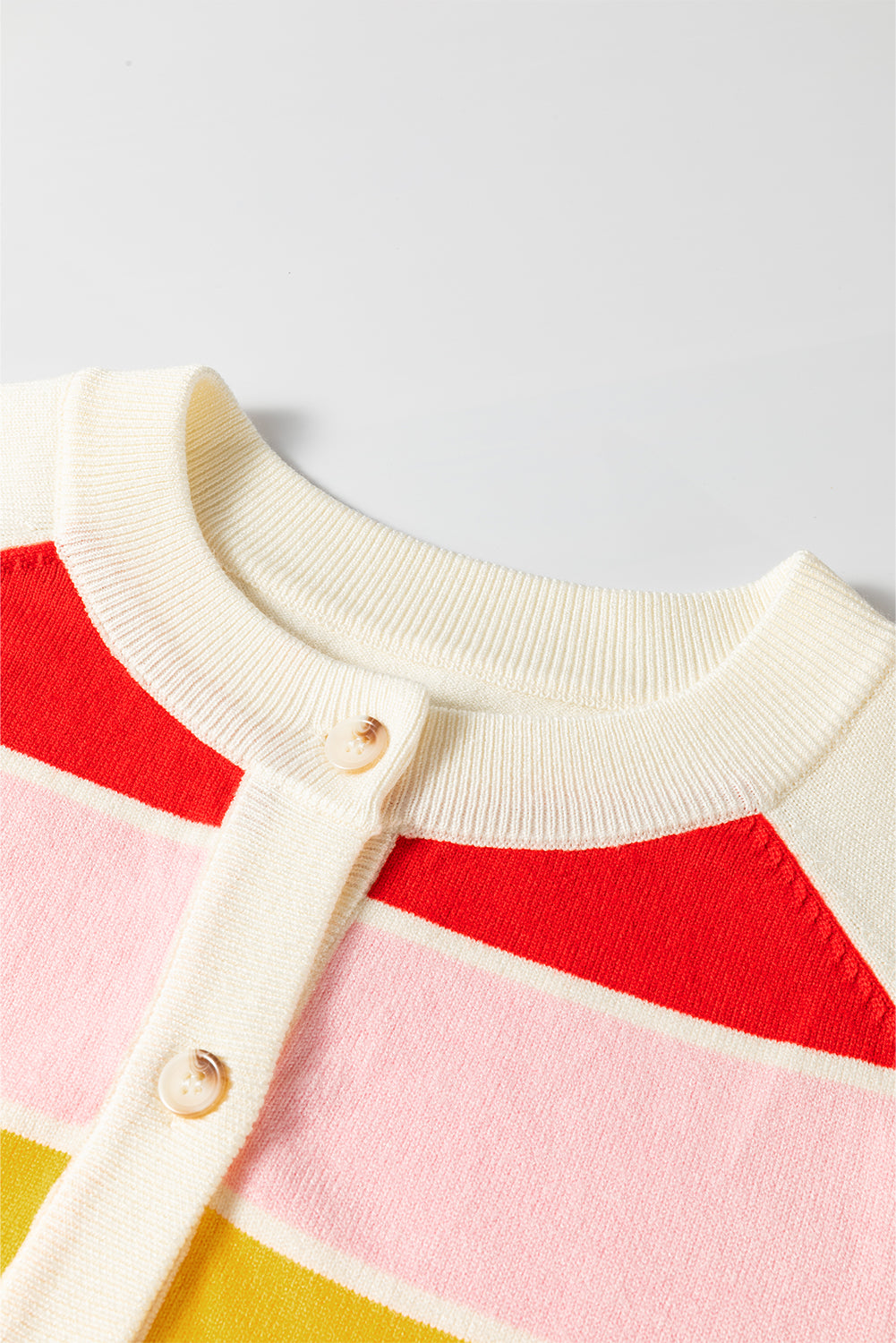 Colourful Pattern Button Front Sweater Cardigan | White Stripe