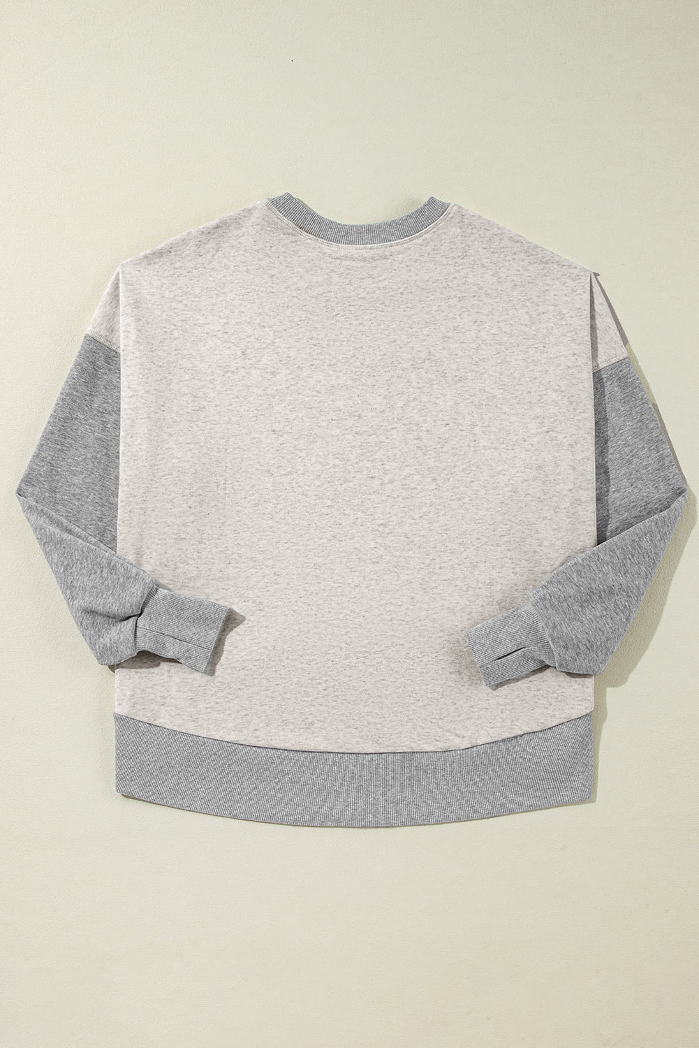 Colour Block Thumbhole Sleeve Drop Shoulder Sweatshirt | Light Grey