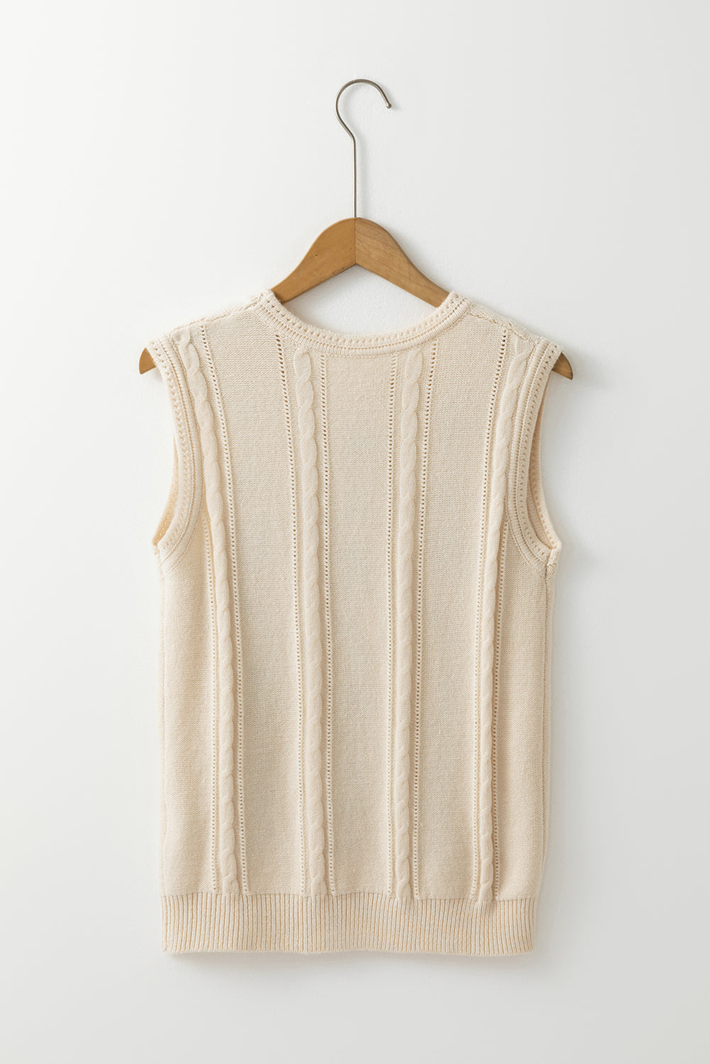 Embroidered Floral Cable Knit Sweater Vest | Jet Stream