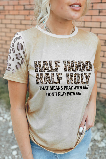 Half Hood Half Holy Graphic T Shirt | Khaki