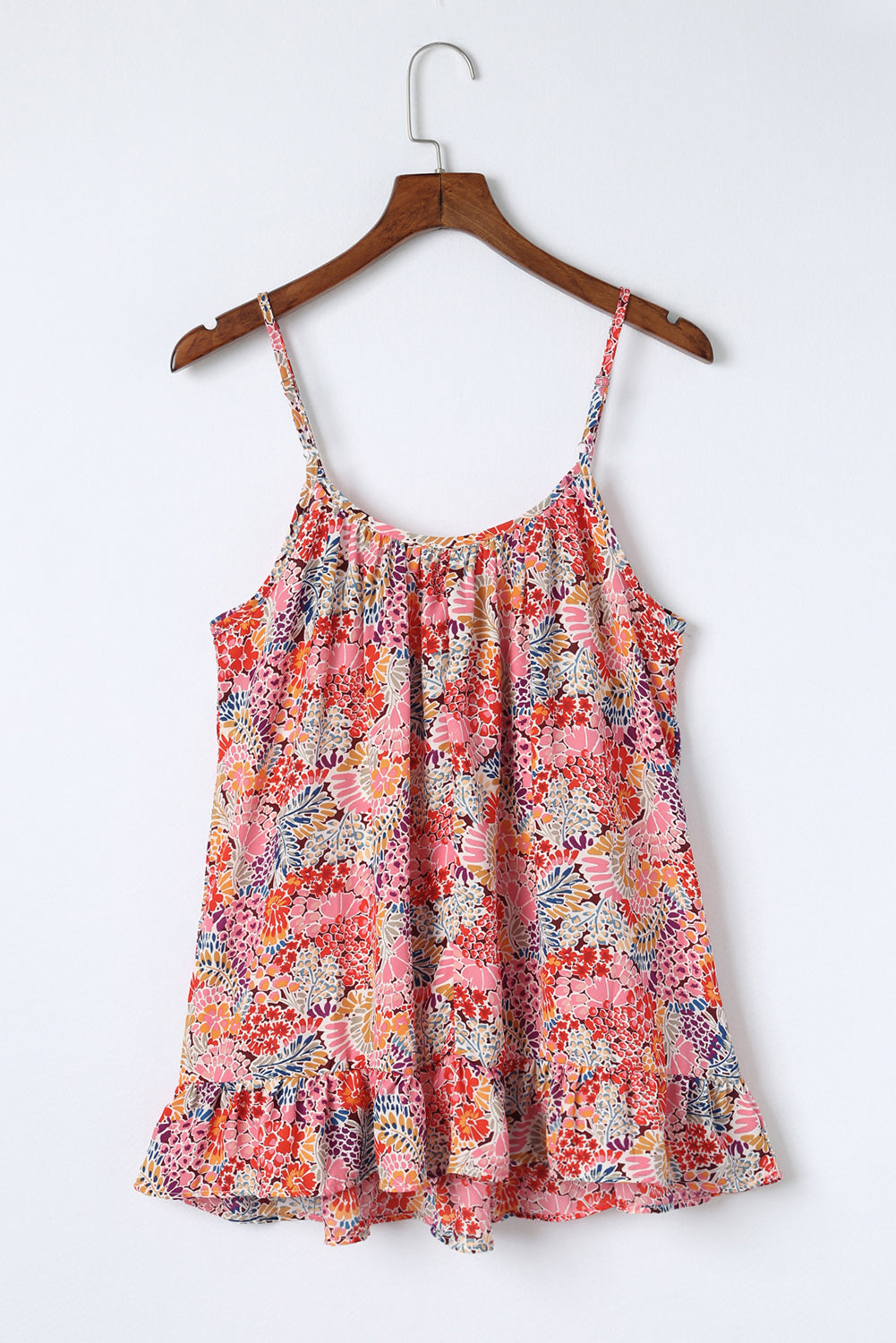 Spaghetti Straps Floral Print Sleeveless Top | Multicolour