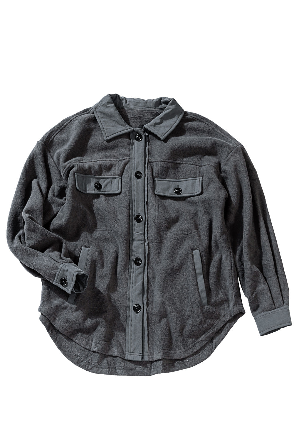 Turn Down Collar Buttoned Shirt Jacket | Gray