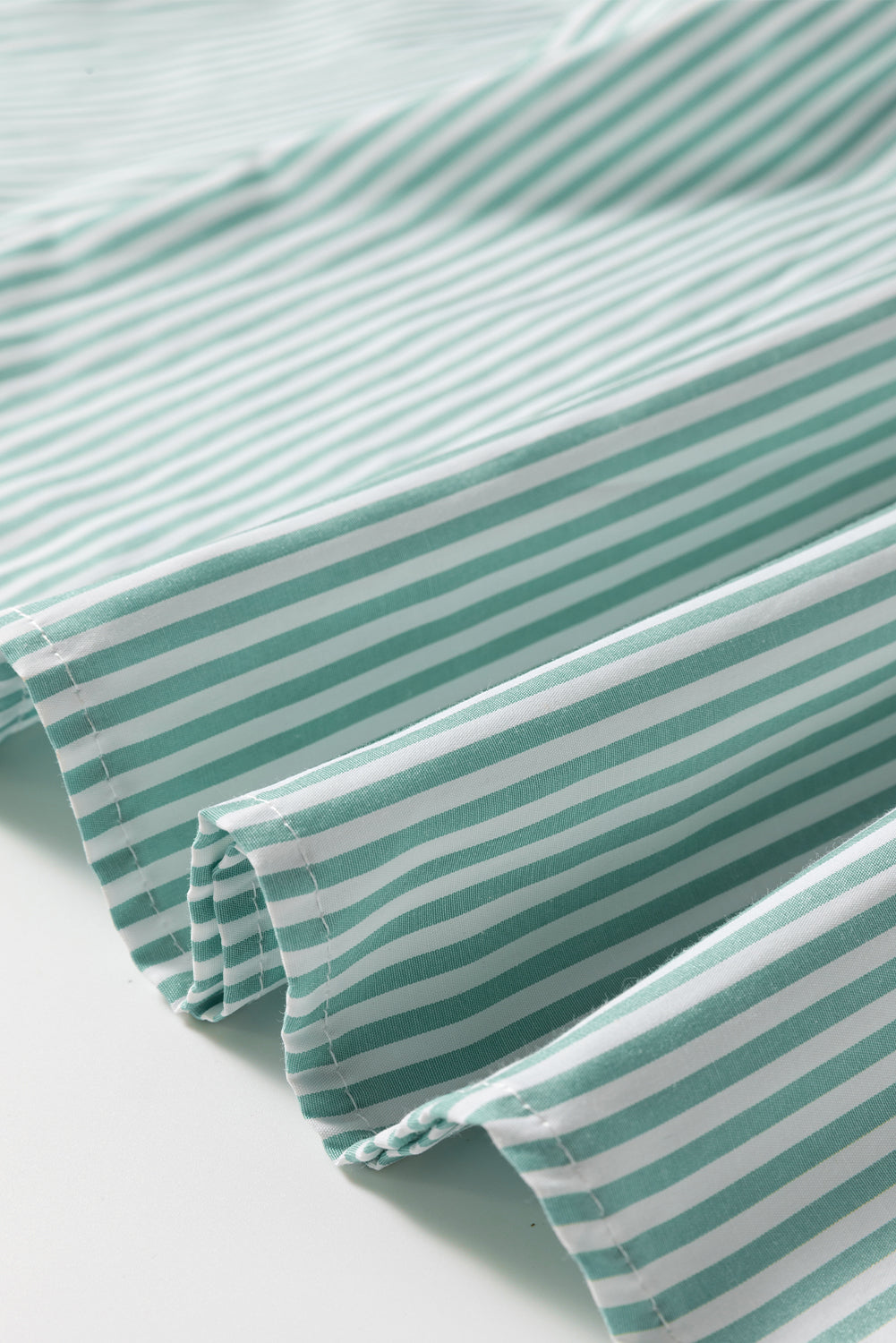 V Neck Roll Up Sleeve Pocket Patched Classic Shirt | Green Stripe