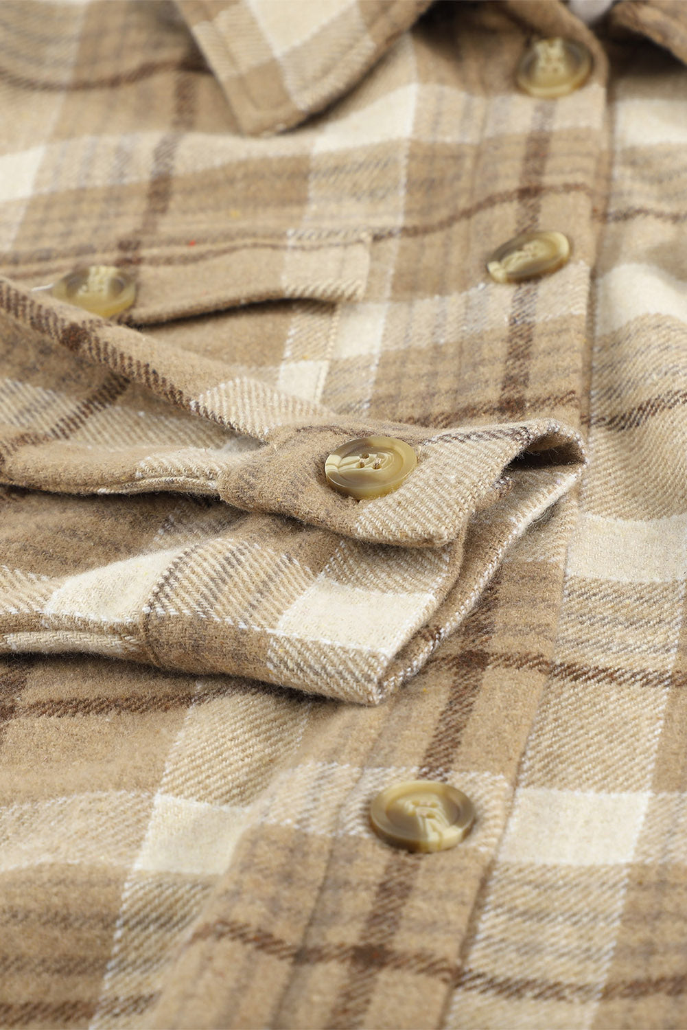 Plaid Shirt Hooded Jacket | Khaki