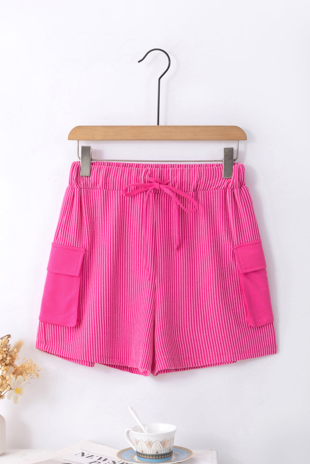 Cargo Pocket Wide-Leg Shorts | Bright Pink