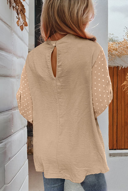 Swiss Dot Balloon Sleeve Loose Blouse | Parchment