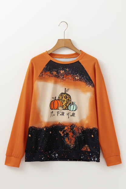 It'S Fall Yall Halloween Pumpkin Graphic Bleached Top | Gold Flame