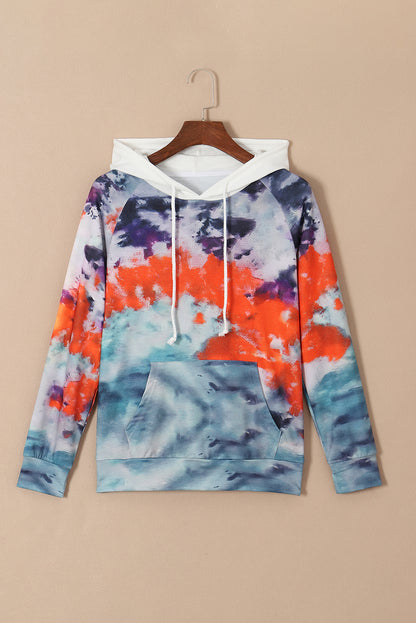 Tie Dye Drawstring Kangaroo Pocket Hoodie | Multicolour