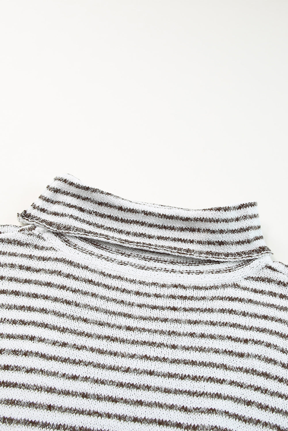 Striped Turtleneck Loose Sweater | Khaki