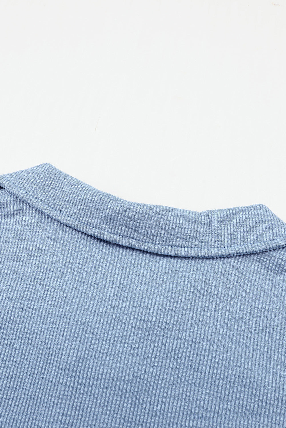 Button Front Turn-Down Neck Knit Top | Sky Blue