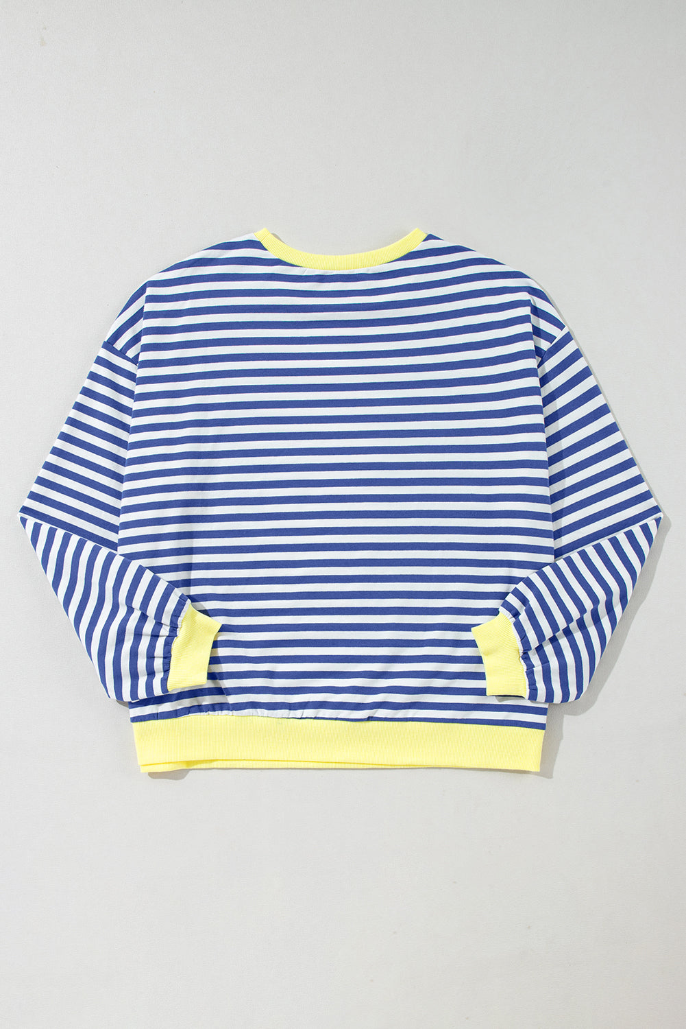 Oversized Contrast Trim Pullover Sweatshirt | Blue Stripe