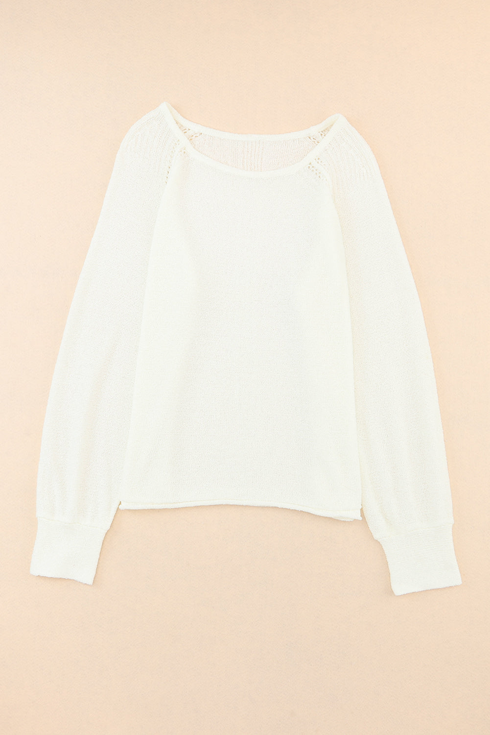 Long Sleeve Cutout Shoulder Relaxed Sweater | White