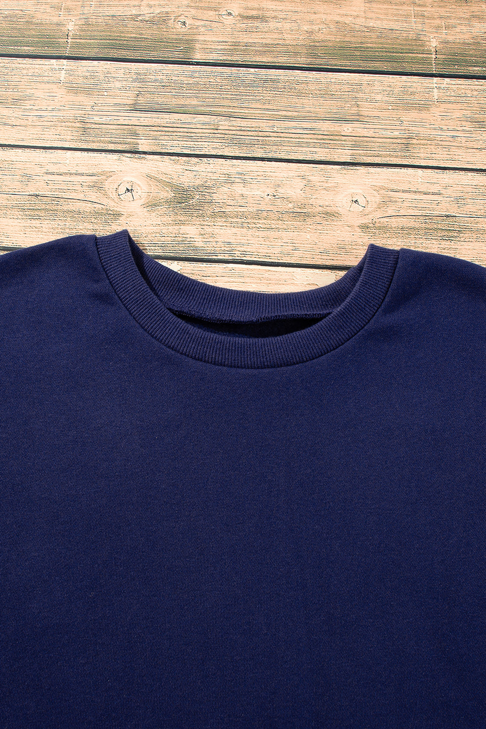 Solid Fleece Lined Drop Shoulder High Low Sweatshirt | Navy Blue