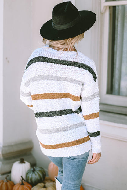 d Popcorn Knit Sweater | Stripe