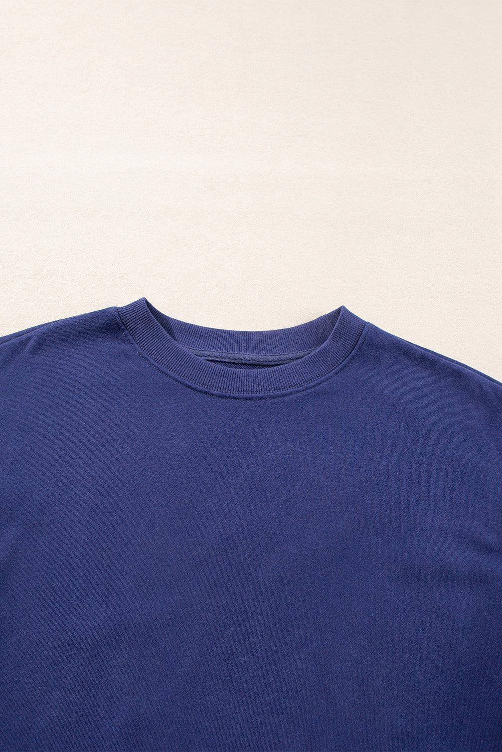 Plain Drop Shoulder Crewneck Pullover Sweatshirt | Navy Blue