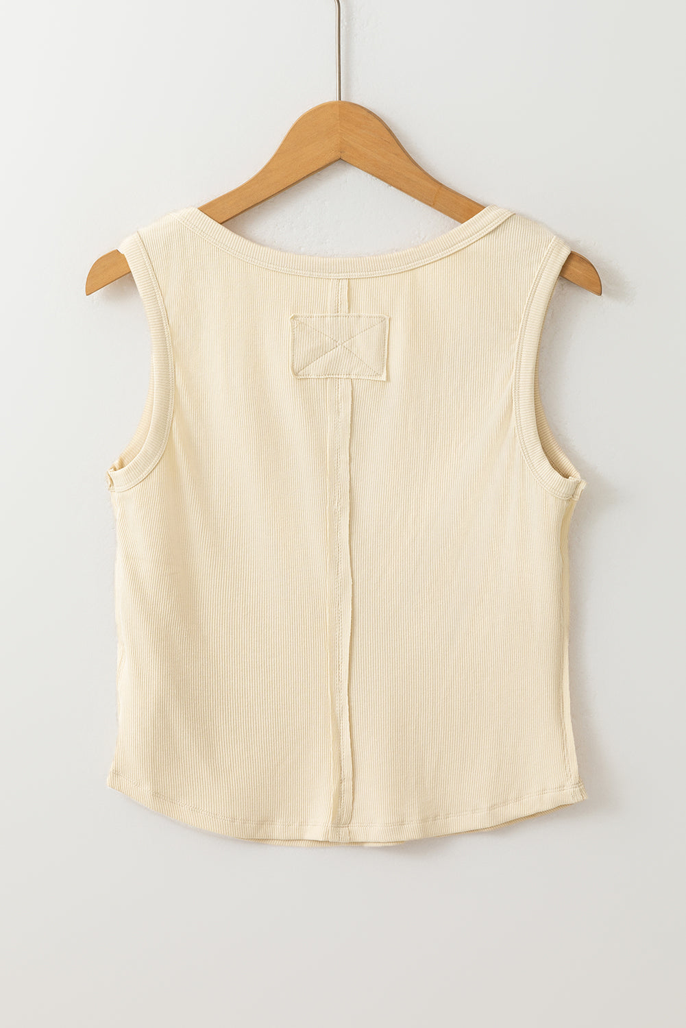 Ribbed Exposed Seam Cropped Tank Top | Beige