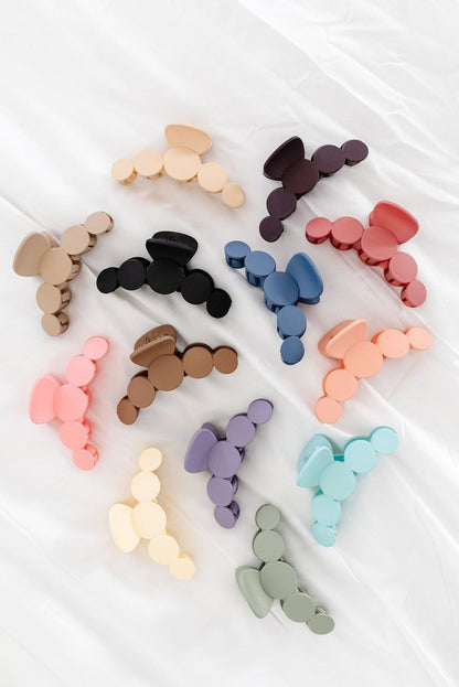 Minimalist 5 Circles Frosted Hair Claw Clip | Black