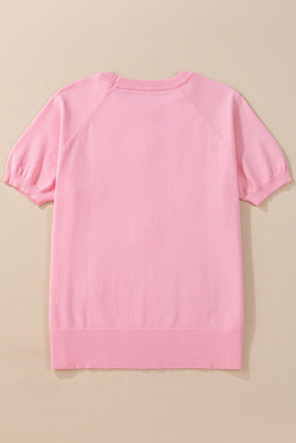 Flower Pattern Short Sleeve Knitted Top | Pink