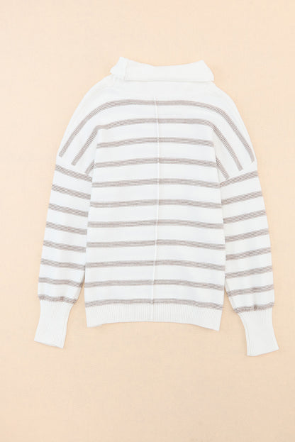 Cowl Neck d Print Drop Shoulder Sweater | Stripe