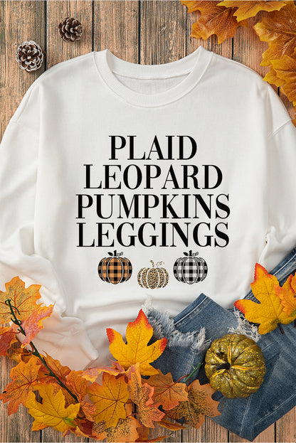 Thanksgiving Pumpkin Slogan Print Crewneck Sweatshirt | Beige